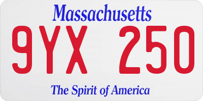 MA license plate 9YX250