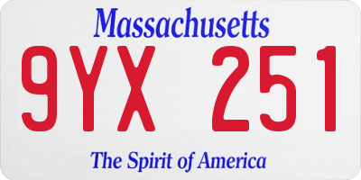 MA license plate 9YX251