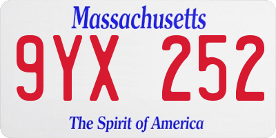 MA license plate 9YX252