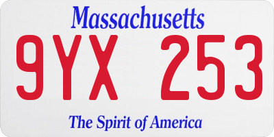 MA license plate 9YX253