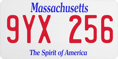 MA license plate 9YX256