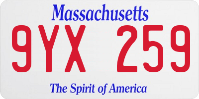MA license plate 9YX259