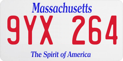 MA license plate 9YX264