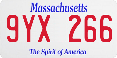 MA license plate 9YX266