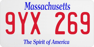 MA license plate 9YX269