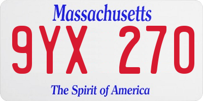 MA license plate 9YX270