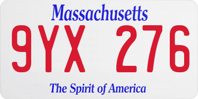 MA license plate 9YX276