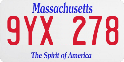 MA license plate 9YX278