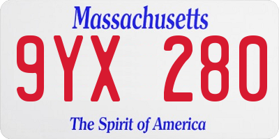 MA license plate 9YX280