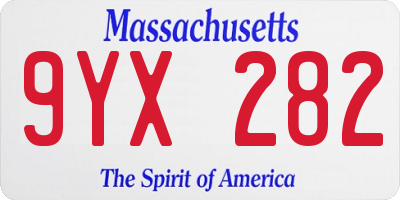 MA license plate 9YX282