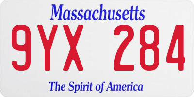 MA license plate 9YX284