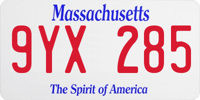 MA license plate 9YX285