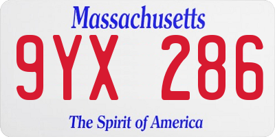 MA license plate 9YX286