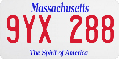 MA license plate 9YX288