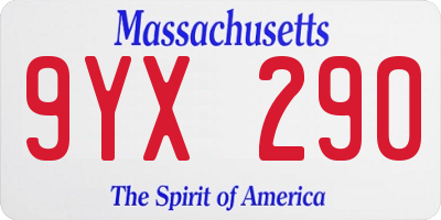 MA license plate 9YX290