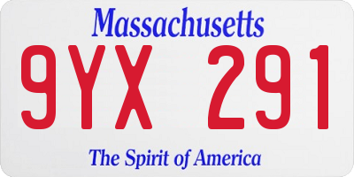 MA license plate 9YX291