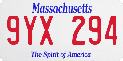 MA license plate 9YX294