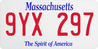 MA license plate 9YX297
