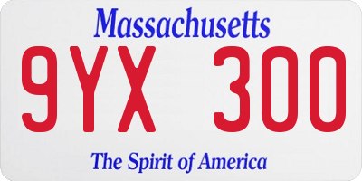 MA license plate 9YX300