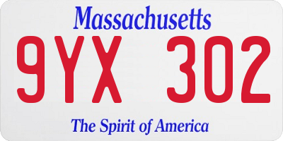 MA license plate 9YX302