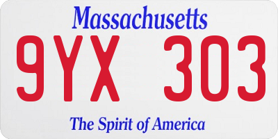 MA license plate 9YX303