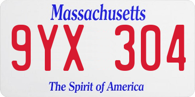 MA license plate 9YX304