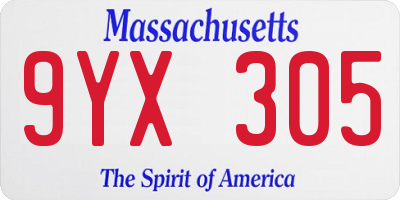MA license plate 9YX305