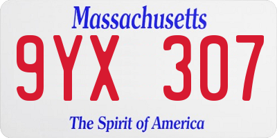 MA license plate 9YX307