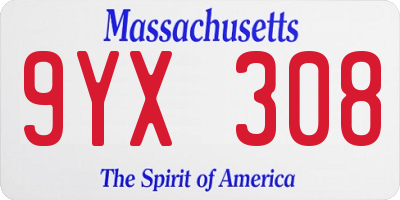 MA license plate 9YX308
