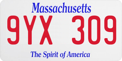 MA license plate 9YX309