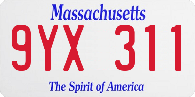 MA license plate 9YX311
