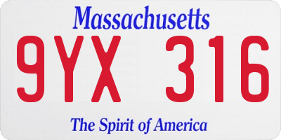 MA license plate 9YX316