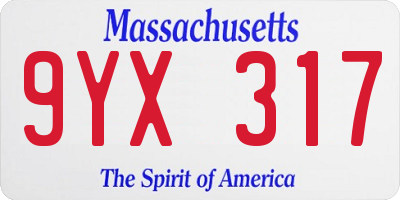 MA license plate 9YX317