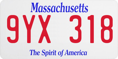 MA license plate 9YX318