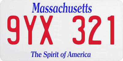 MA license plate 9YX321