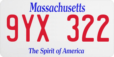 MA license plate 9YX322