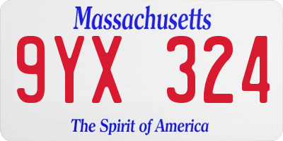 MA license plate 9YX324