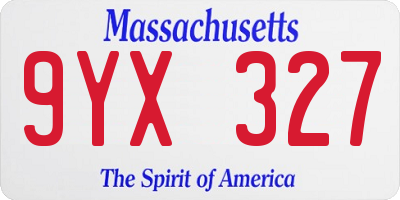 MA license plate 9YX327