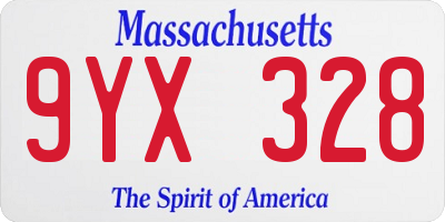 MA license plate 9YX328