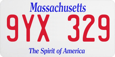 MA license plate 9YX329