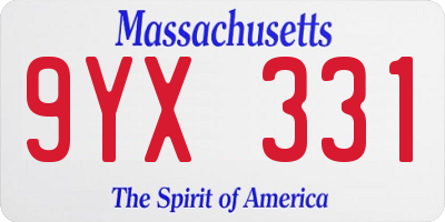 MA license plate 9YX331