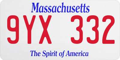 MA license plate 9YX332