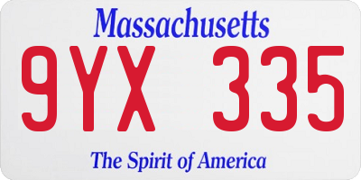 MA license plate 9YX335