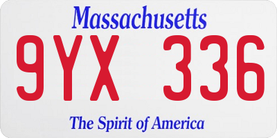 MA license plate 9YX336