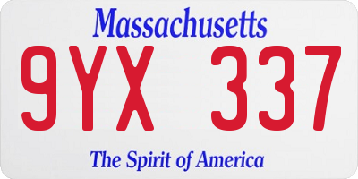 MA license plate 9YX337