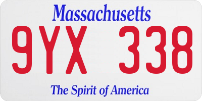 MA license plate 9YX338