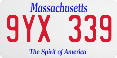 MA license plate 9YX339