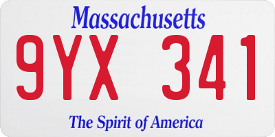 MA license plate 9YX341