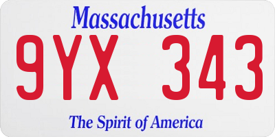MA license plate 9YX343