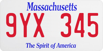 MA license plate 9YX345